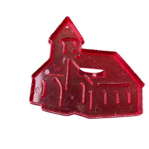 1970s Red Transparent HRM Country Church Plastic Cookie Cutter USA - Picture 2 of 5